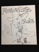 Picture of a sketch of Sucy Manbavaran made for 2013 Anime Expo by Yoh Yoshinari posted by @Trigger_Tattun