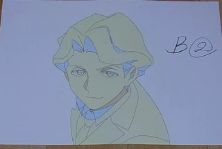 Cel-shade shot of Andrew about to wink as he covers Akko's attempt to swat Cupid Bee