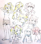 Sketch of younger Ursula, Constanze, and Diana in different hairstyles alongside younger Croix by Shiori Miyazaki.jpg (657 KB) Sketch of younger Ursula, Constanze, and Diana in different hairstyles alongside younger Croix by Shiori Miyazaki