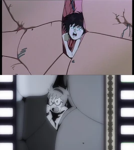 Comparison between Kaori's death from AKIRA and Lotte squashed by mushrooms