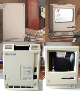 Comparison between Constanze's computer and its possible real-life counterpart Macintosh