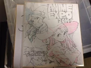 Yoh Yoshinari’s Little Witch Academia shikishi of Diana and Akko to Jarmel in 2014