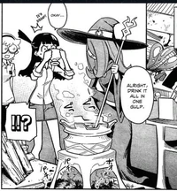 Akko drinks Mandrake Soup
