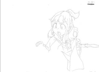 Raw in-between frames of Akko asks Lotte whether she's okay after crashing into Sorcerer's Stone Hall