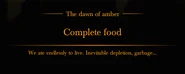 終了メッセージ "私たちは生きるために際限なく食べました。必然的な枯渇、ごみたち……"