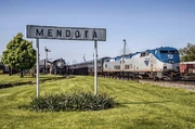 Amtrak #138 in Mendota, California passing by CB&Q No. 4978