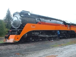 The locomotive above is Southern Pacific 4449. This is a GS-4 class locomotive. 4449 is well known as it's the only GS-4 preserved. It's also well known as its the only operating GS class in the 21st century.