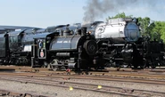 Union Pacific No. 4012 side-by-side with Flagg Coal Company No. 75
