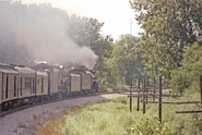 A View Of 587 & NKP 765 From On Board The 1993 Independence Limited As Both Engines Pull The Third & Final Leg Of The Train From Argos, Indiana To Chicago On July 20, 1993.