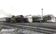 A promotional photograph of engines taken by the ATSF.