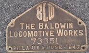 The locomotive's builder plate.