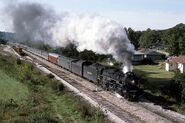 765 At Soddy-Daisy, Tennessee Pulling A Round Trip From Chattanooga To Emory Gap On October 17th, 1982. The Engine Collided With A Truck Soon After Crossing The Tennessee River. Steam Leak Repairs Were Made At A Grade Crossing & The Most Damage Is A Bent Right Pilot Step. This Was 1 Of Many Excursions That Was Originally Supposed To Be Pulled By Chesapeake & Ohio 2716, Which Had To Be Taken Out Of Service Due To Several Mechanical Problems. The 765 Was Brought In To Serve As A Replacement.