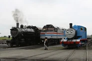No. 15 with Norfolk and Western No. 475 and an EMD F40PH locomotive and the Fat Controller