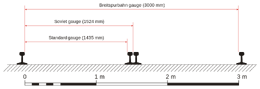 Comparison with Standard and Russian gauge.