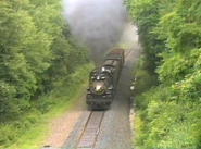 No. 587 is hauling a short mixed train in 1989.