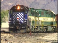 Arizona and California Railroad interchange. MRL unit is field testing.
