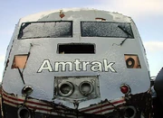 A heavily damaged Amtrak #807