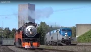 An Amtrak unit alongside Southern Pacific No. 4449