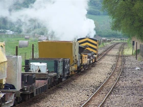 Some of the freight wagons behind No 2