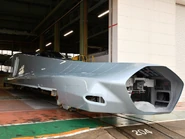 Incomplete bodyshell of car 1 at Kawasaki Heavy Industries's Kobe Plant in December 2018