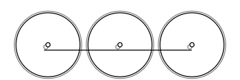 Schematic of 0-6-0 steam locomotive wheel arrangement