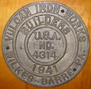 A Wilkes-Barre Pennsylvania Vulcan Iron Works  from 1941.