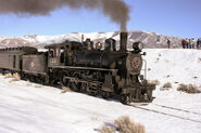 Nevada Northern Railway Locomotive No. 40 leads a passenger train during a "run by".