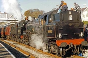 No 80079 and No 80080 at  in October 1993 on a main line special from Swansea to Pembroke Dock and return.