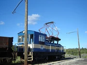 An electric locomotive used Hudson's Bay Mining and Smelting Company.