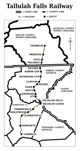 Tallulah Falls Railway Map