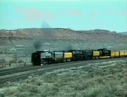 In 1991, Union Pacific 3985 is doubleheading with Union Pacific 844 to Railfair 91.