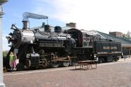 The locomotive sits on static display in Williams, Arizona.