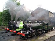 The early morning fire-up of steam locomotives on the KWVR, September 2021