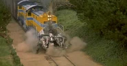 #9 (leading) and #7/11 (trailing) destroying the Delorean in Back to the Future Part III (1990)