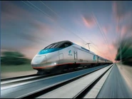 An artist's rendering of the Acela Express before its launch.