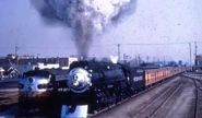 An SP unit with a Southern Pacific GS-4 steam locomotive