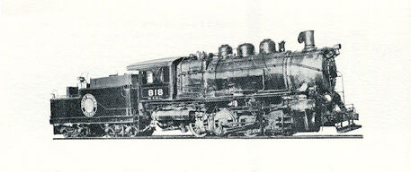 GN #818 in a 1940s-1950s photo, it was built in July 1918 by Baldwin and Retired in March 1958. The unit was scrapped four years later.