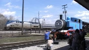 Amtrak #153 passing by Thomas the Tank Engine during A Day with Thomas event