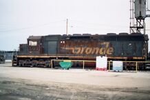 A retired D&RGW SD45 unit waiting to be scrapped.