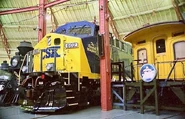 A CSX locomotive #602 is on display at the B&O Railroad Museum.