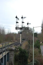 Down Home Signals for Bridgnorth, cleared for a train to enter Platform 1. These are all  of  origin.