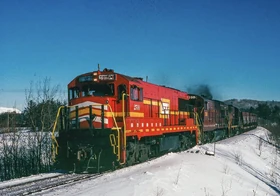 LS&I #2501 a GE U25C is pulling a train back to Eagle Mills, IIRC.