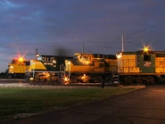 CNW heritage fleet posing at the Illinois Railway Museum.
