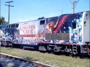 The backview of the P42DC unit dressed for Disney's "The Christmas Carol" train tour.