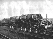 The badly damaged Perth locomotive City of Glasgow after the crash. This was rebuilt.