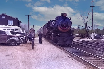 LIRR No. 31 is pulling train #204 into the station at Medford, NY on 4/19/40