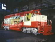 EMD #1964 revealing its exhibit display.