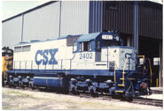 CSX 2402 when it was originally painted with one of the variants of the "Stealth" scheme.