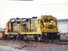 A B23-7 and GP30 switch cars. Photo by Matthew J. Brown.
