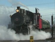 Engine No. 5 is hauling a special train in the fall of 1994.